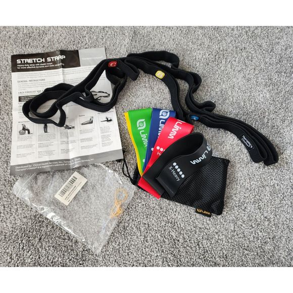 New Unused Therapist Choice Stretch Strap and 5 Bands with Carry Pouch - Picture 1 of 3